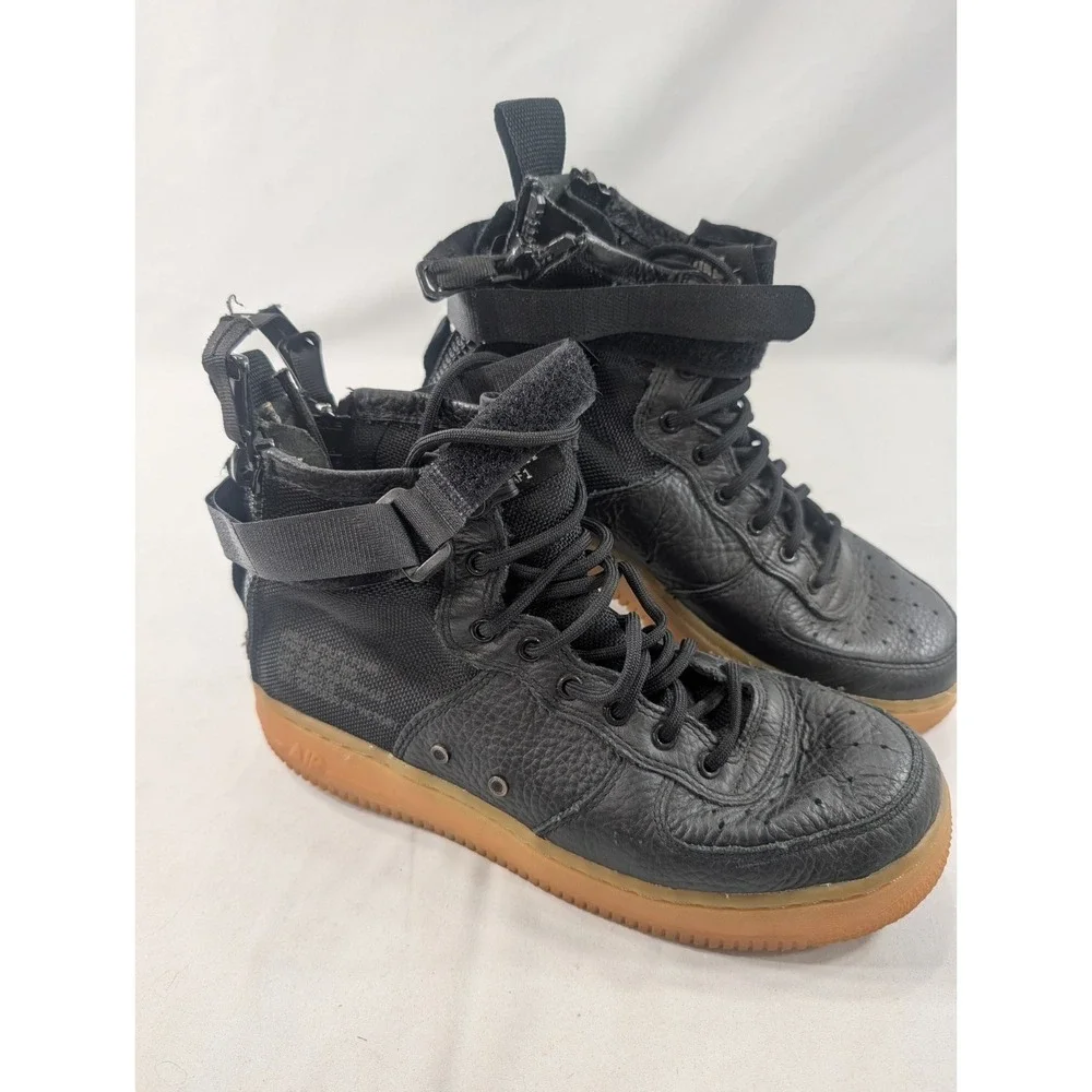 Nike Air Force 1 SF Mid Size 5.5Y Black Gum Bottom AJ0424-001 VF